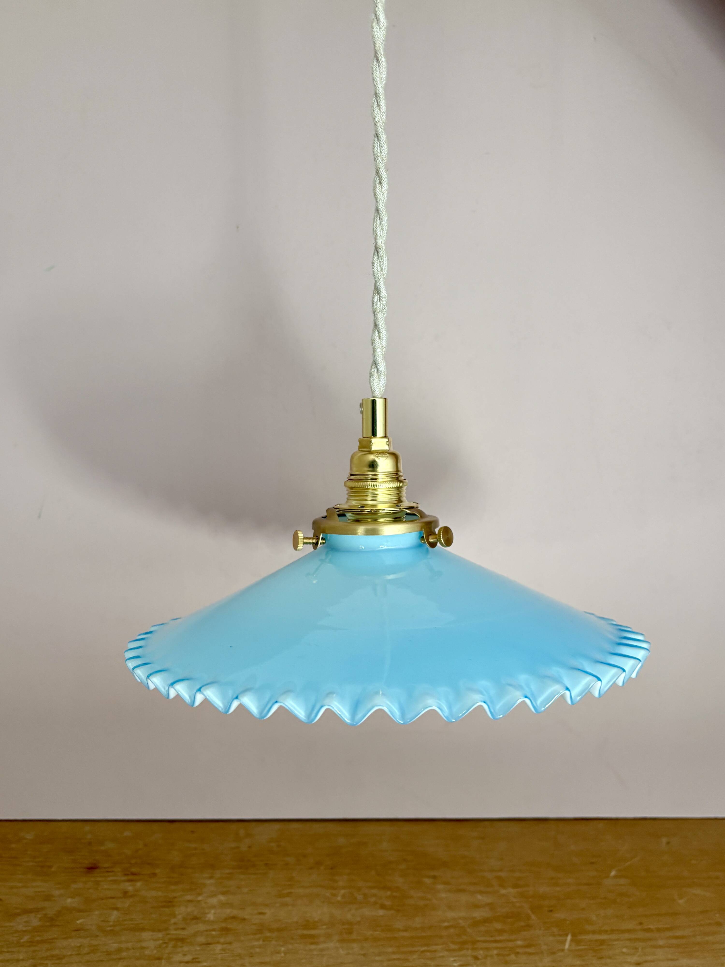 Vintage blue opaline pendant light