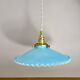 Suspension abat-jour vintage en opaline bleue