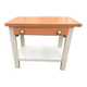 Table de cuisine vintage en bois orange et blanc avec tiroir et étagère basse