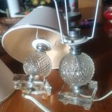 Paire de lampes en verre et chrome vers 1950