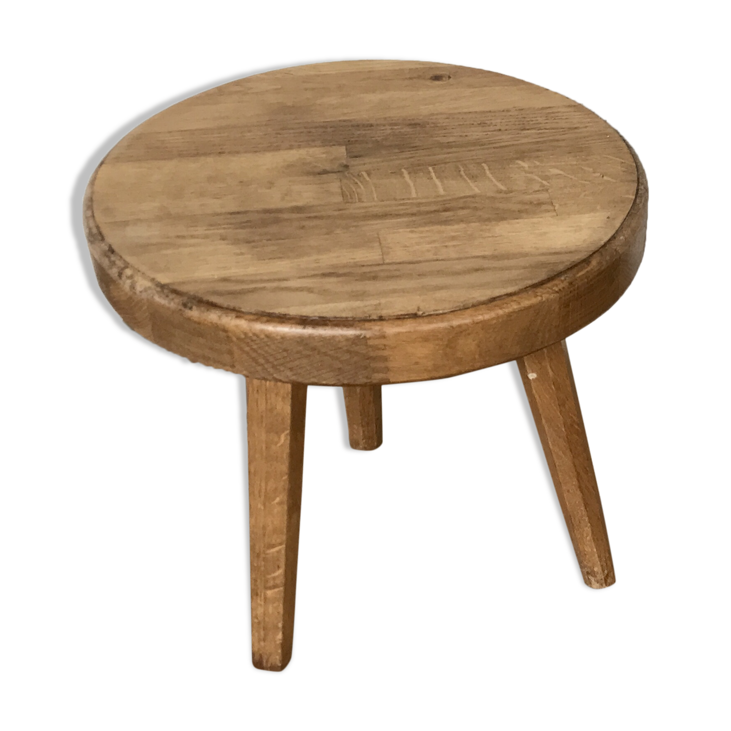 Tabouret door tripod plant sofa end in solid oak 1950 Vintage furniture decoration