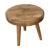 Tabouret porte plante tripode bout de canapé en chêne massif 1950 Décoration meuble vintage