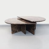 Paire de tables basses gigognes vintage en granit des années 70
