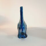 Vintage porcupine statue, design Aldo Londi for Bitossi, Rimini blue series.