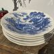 5 hollow plates / earthenware soup Gien Enoch Wedgwood style blue iron earth - vintage model