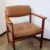 960s Scandinavian armchair – rosewood, leather, vintage