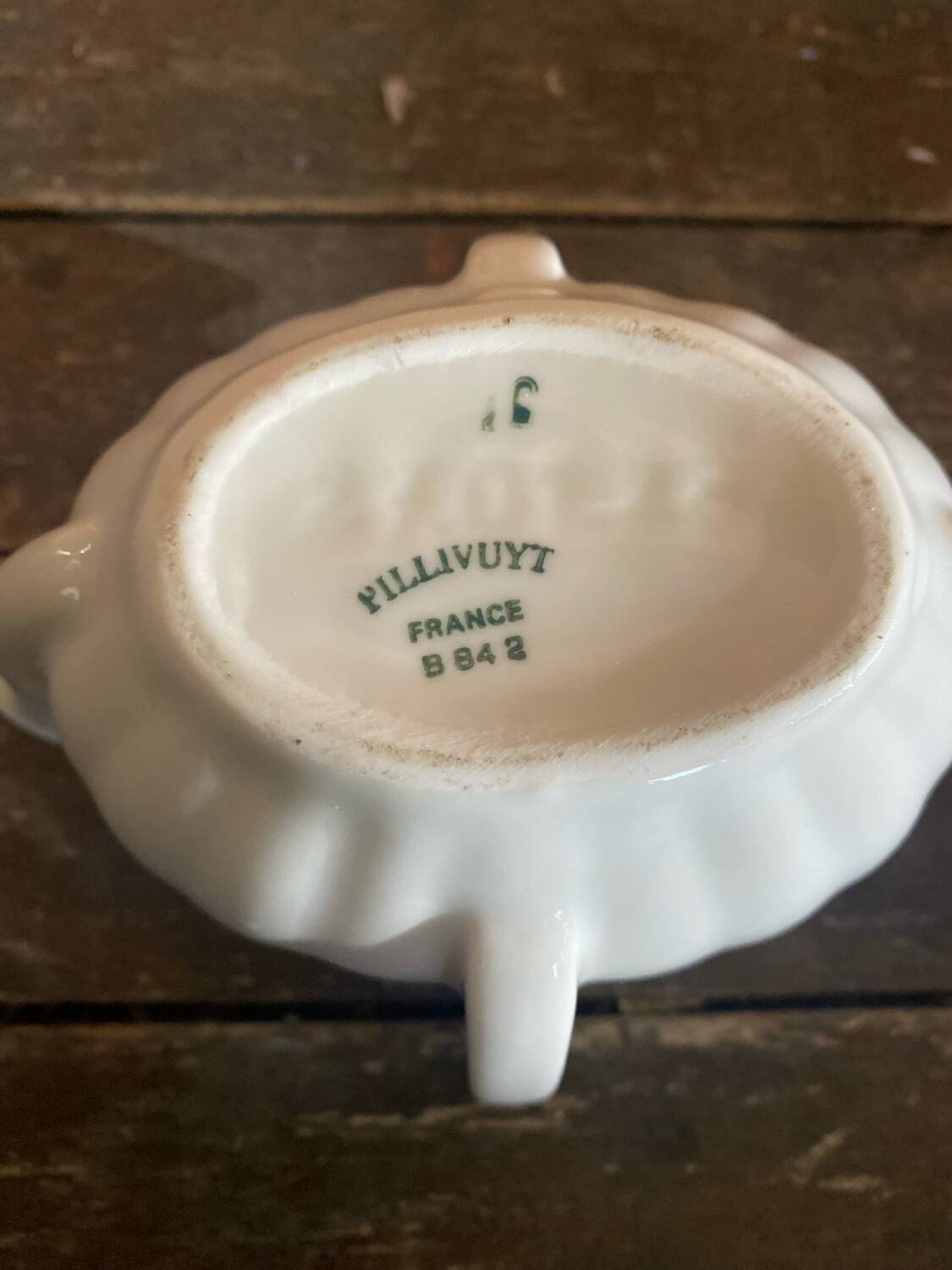 Double Sauce Boat Antique PILLIVUYT Gras & Maigre White Porcelain #D