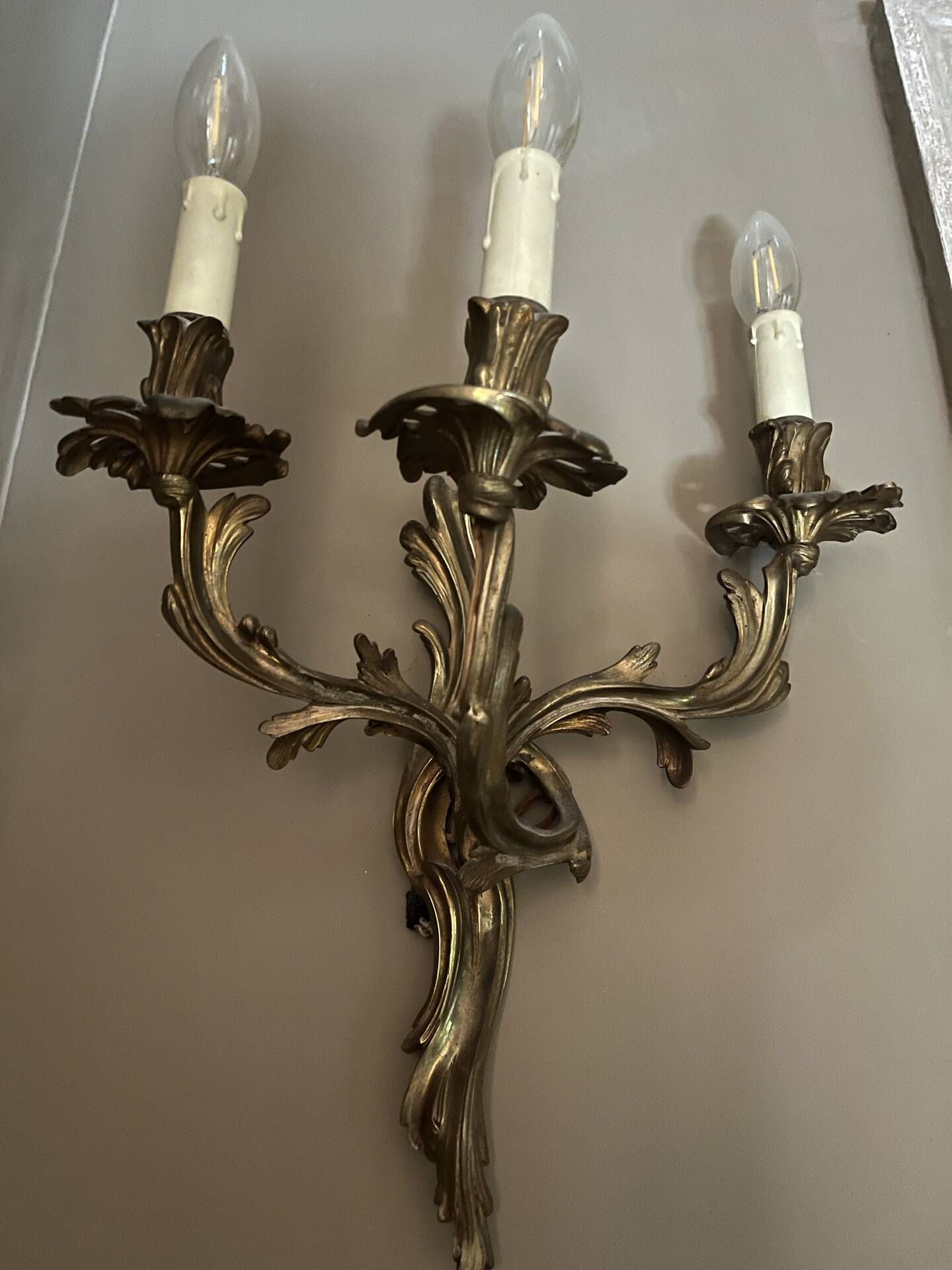 Pair of wall lights in louis xv rococo style