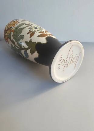Grand vase floral multicolore en céramique Royal Gouda Porcelain Zuid Holland