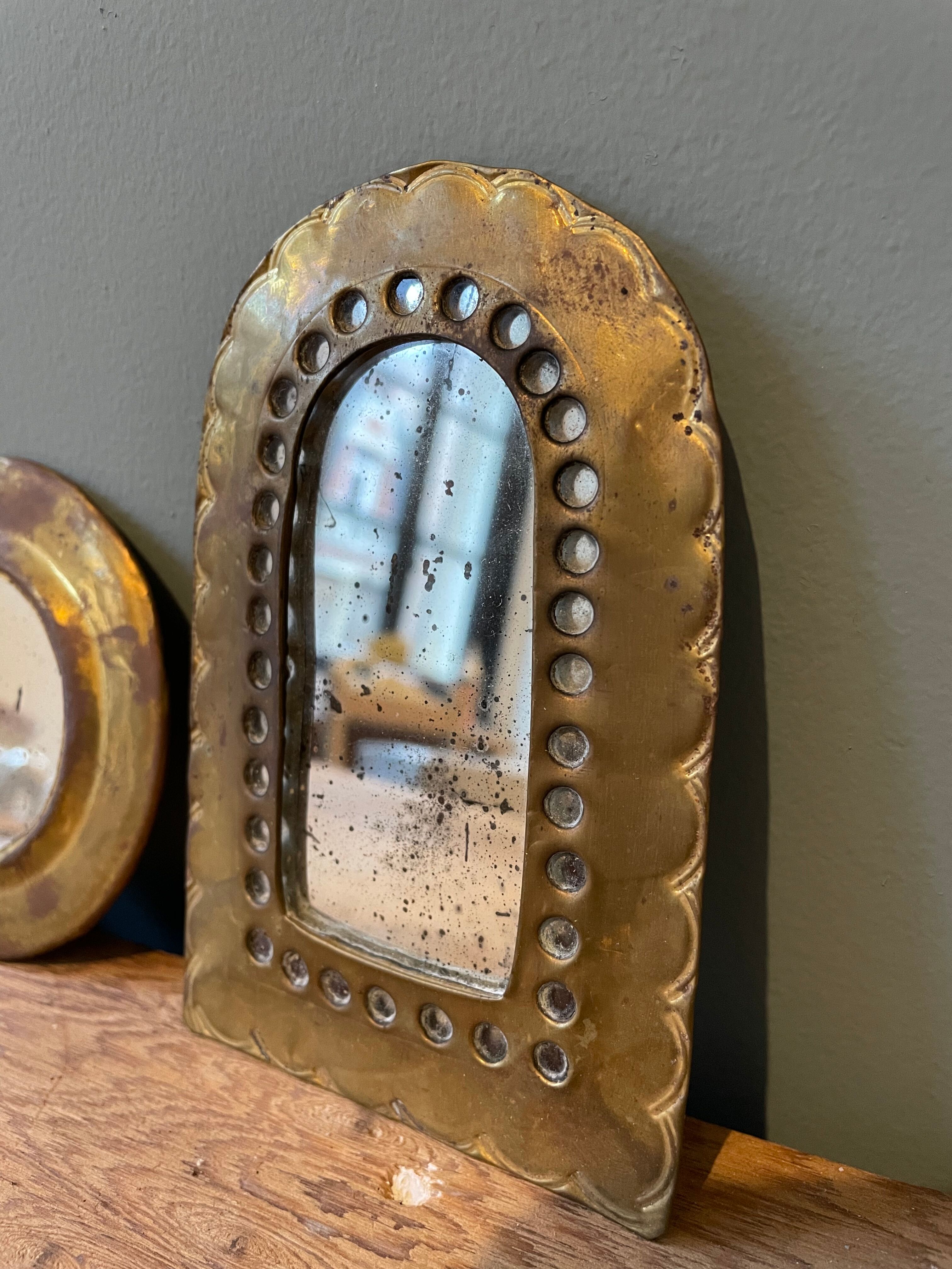 Set of 4 vintage brass mirrors