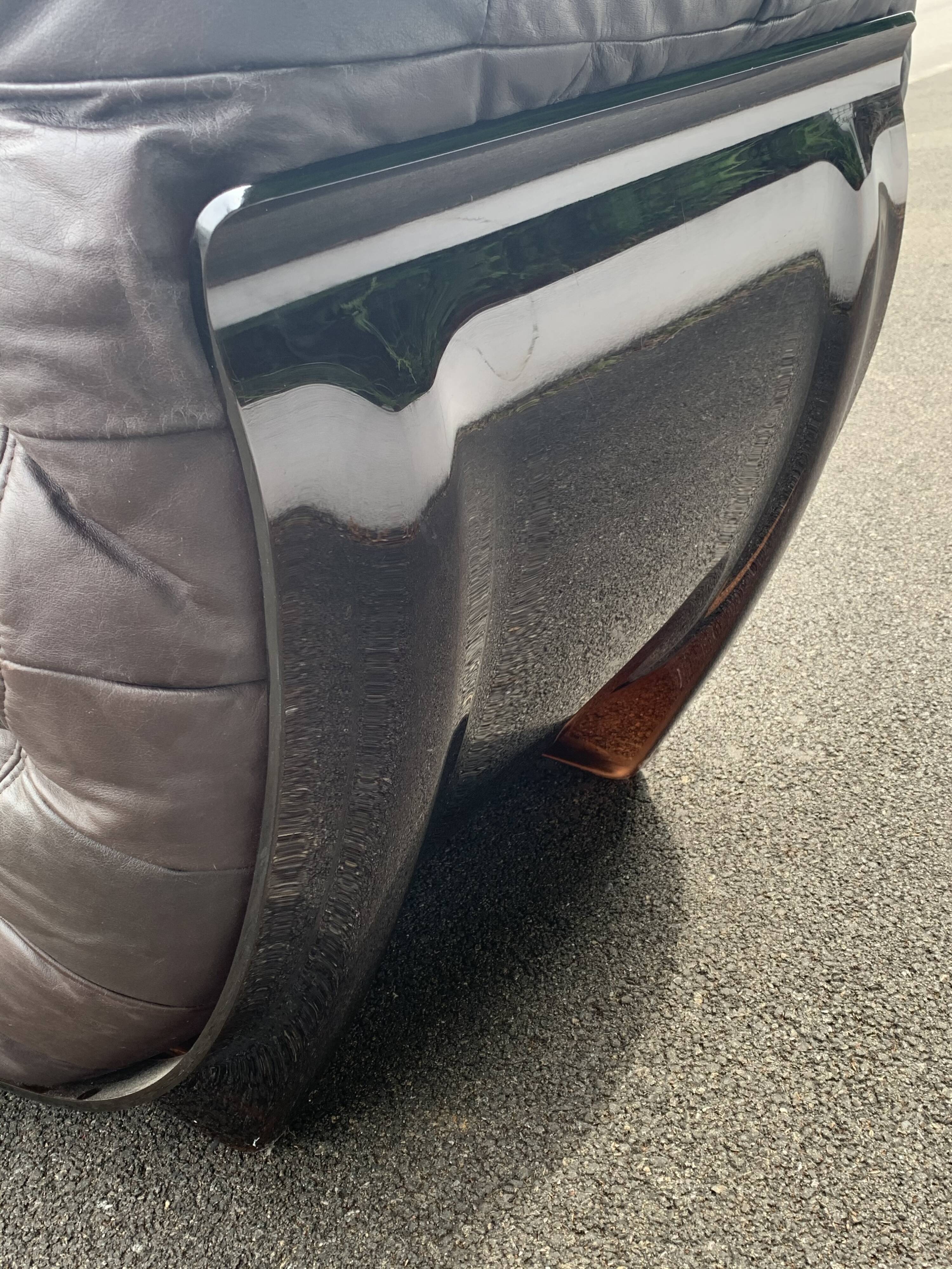 Pair of armchairs and ottoman leather Marsala by Michel Ducaroy for Ligne Roset 1970