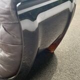 Pair of armchairs and ottoman leather Marsala by Michel Ducaroy for Ligne Roset 1970