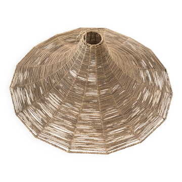 Large lampshade made of woven ropes.
