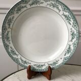 Round dish Terre de Fer earthenware of Onnaing model "Roses Mousses" late nineteenth