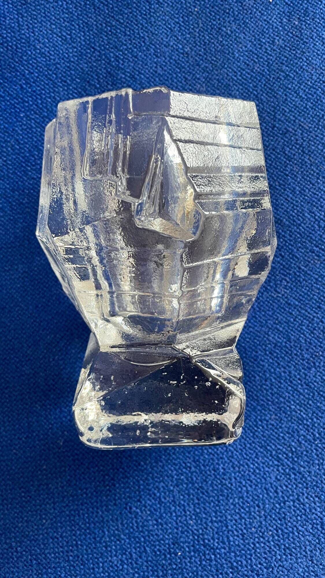 Set of 2 Swedish brutalist frosted glass candle holders.