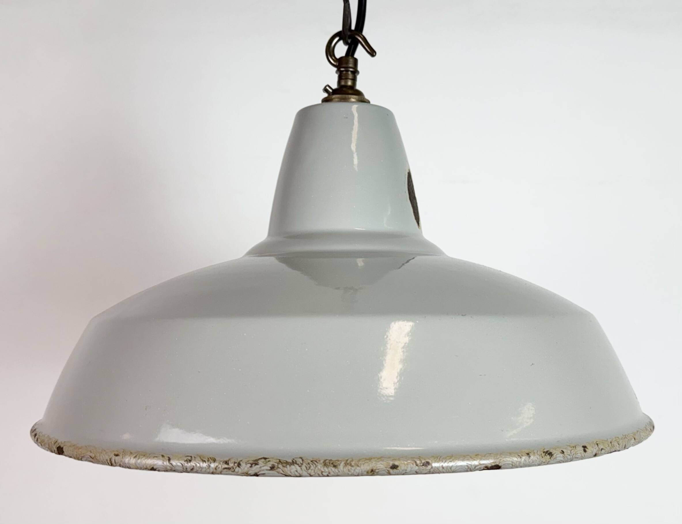 Industrial Grey Enamel Factory Pendant Lamp from Thorlux, 1960s