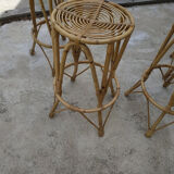4 vintage rattan stools