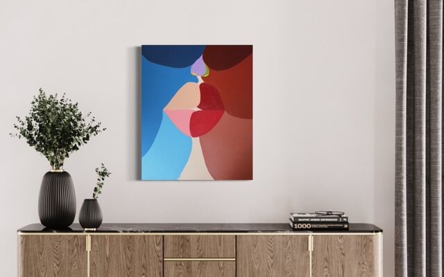 The kiss colorful handmade paint