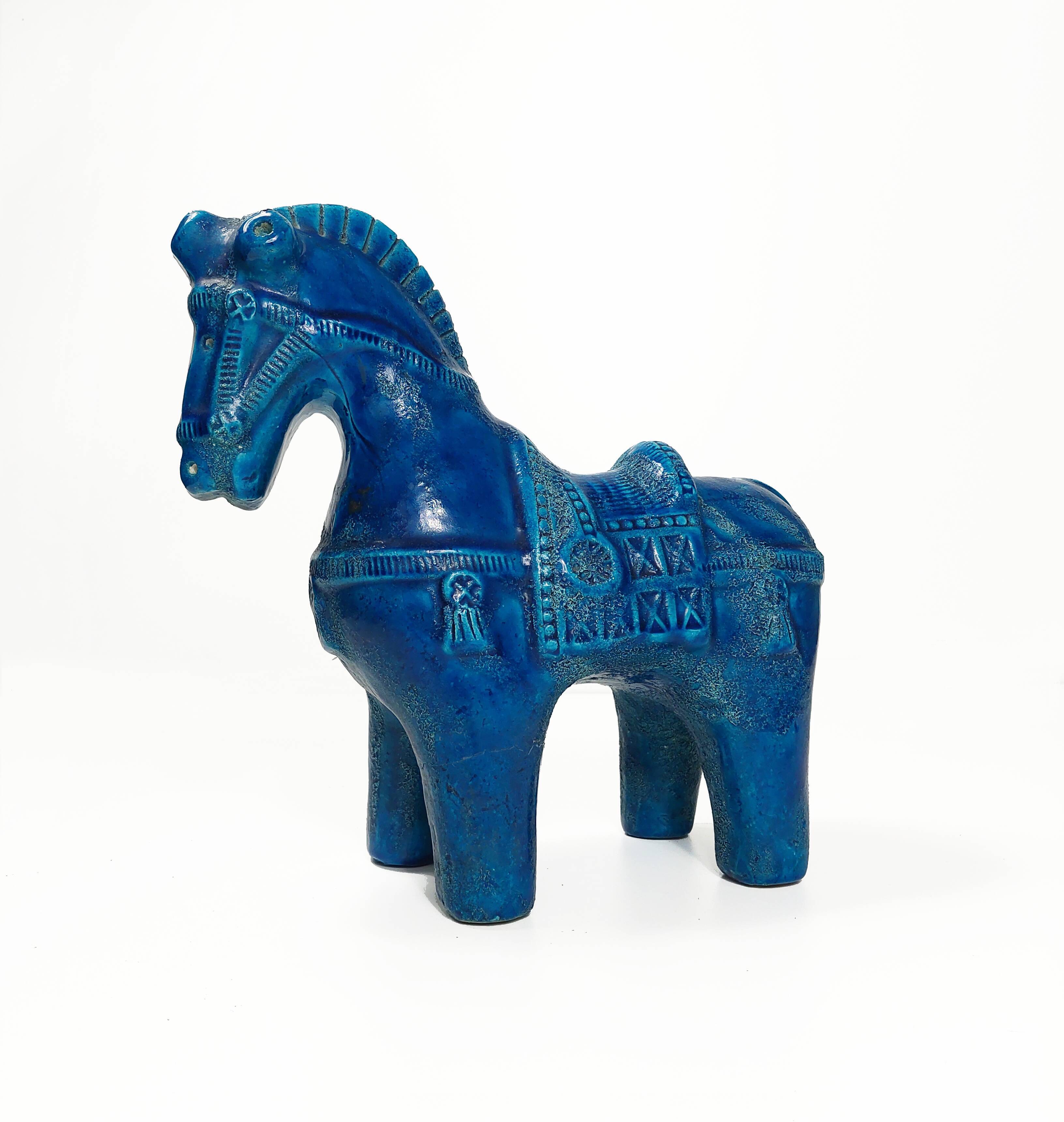 Cheval en céramique en Rimini blue par Aldo Londi