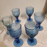 6 seventies/eighties stemmed glasses with fruity decoration