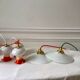 Set of 4 suspensions tulips in opaline orange gradient thread orange and white 70s