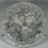 1960s 1970s Ceiling Light Flush Mount Ice Glass from Hillebrand Germany