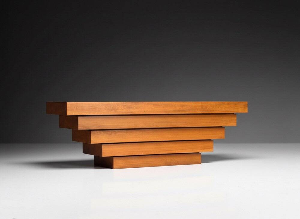 Sculptural Wooden Counter or Bar, Italy, 1970s