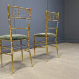 Pair of brass faux bamboo chairs, 1960s