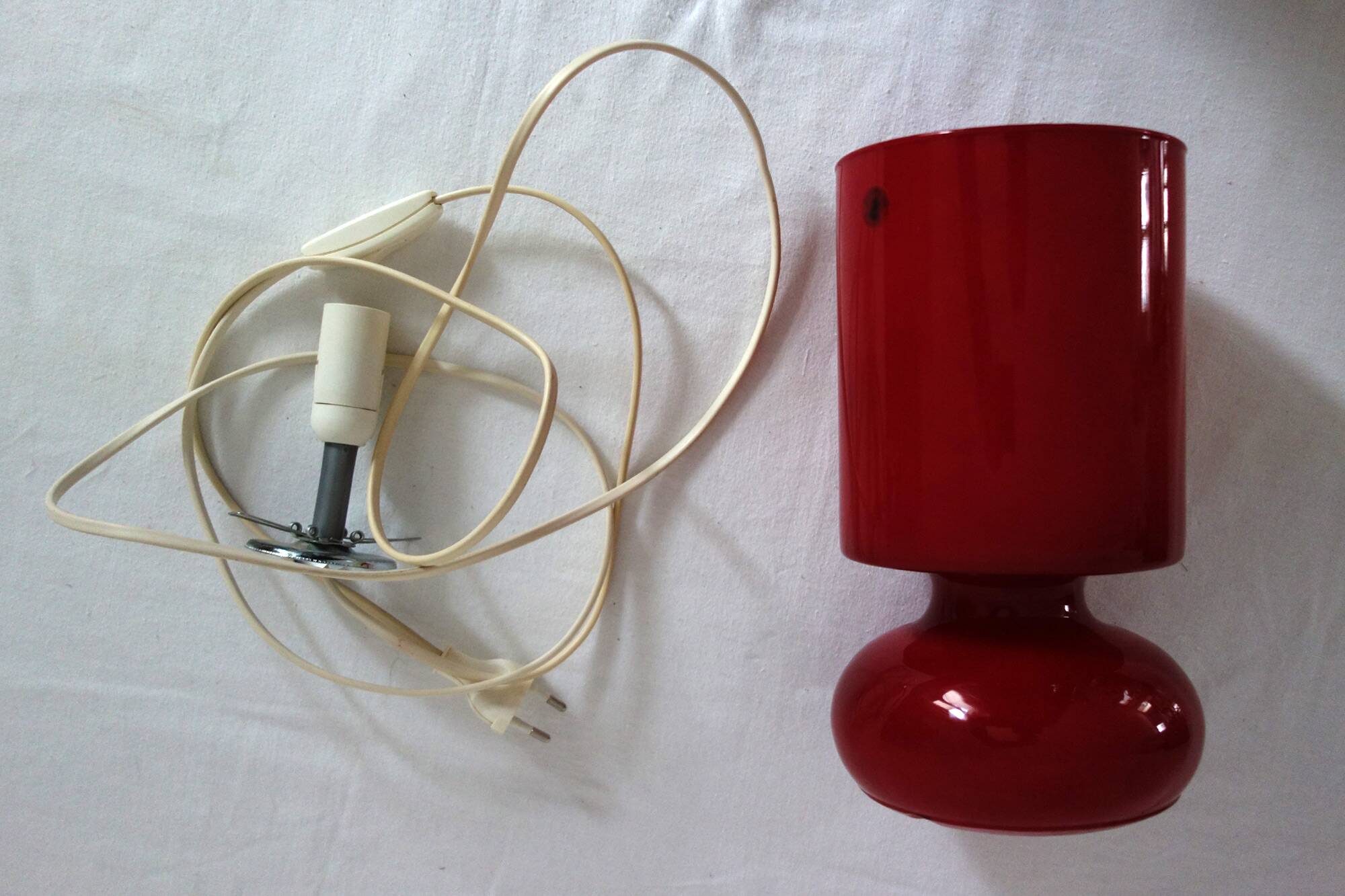 Red glass mushroom lamp IKEA from the 90s.