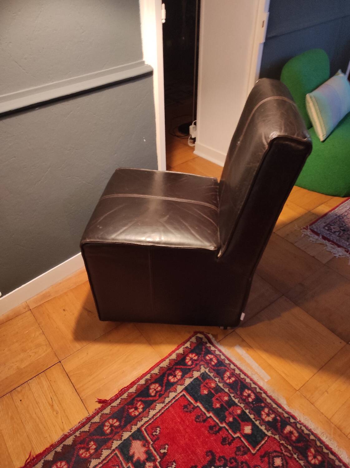 Brown leather armchair