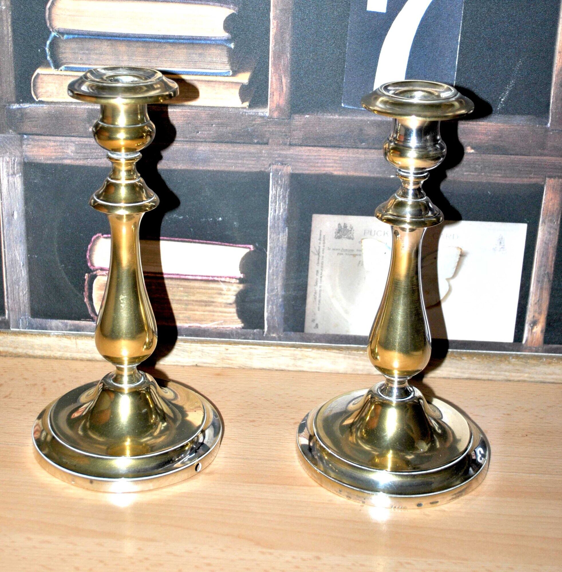 Antique candle holders in christofle brass punched gold