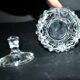 Thick moulded crystal sugar bowl with a beaded and medallion design.
