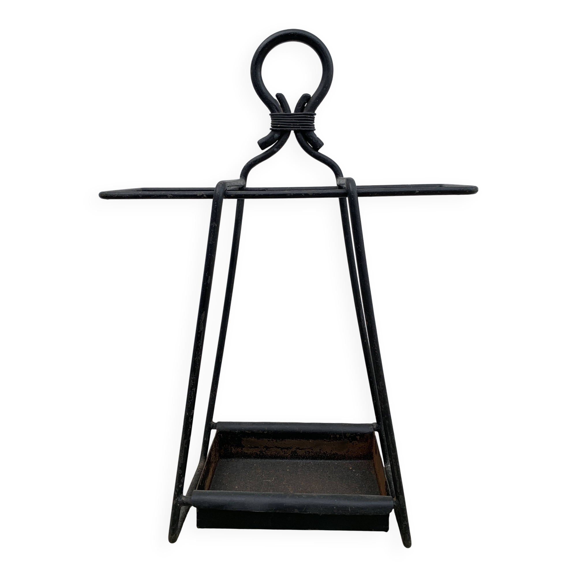 French black wrought iron fireplace set, 1960