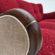 1950s, Danish 3-seater sofa, original red/beige furniture wool.