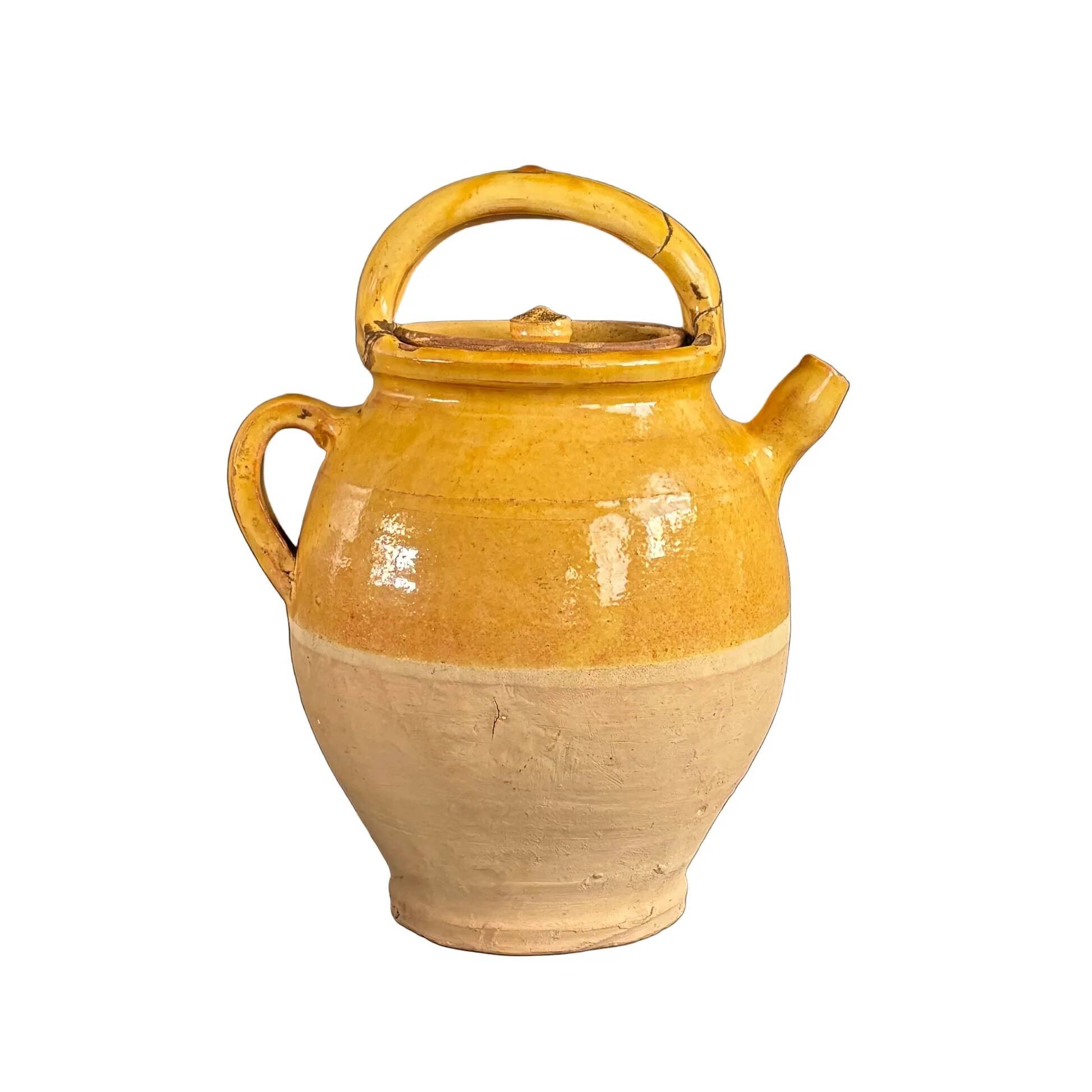 Ancient oil jar in glazed terracotta
