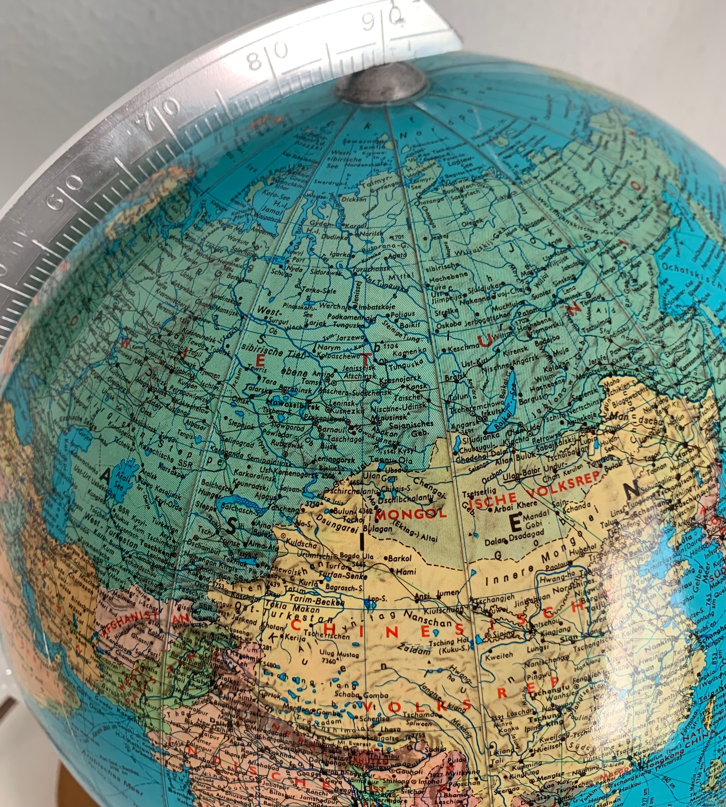 Vintage terrestrial globe 1960 Glass JRO Verlag - 36 cm