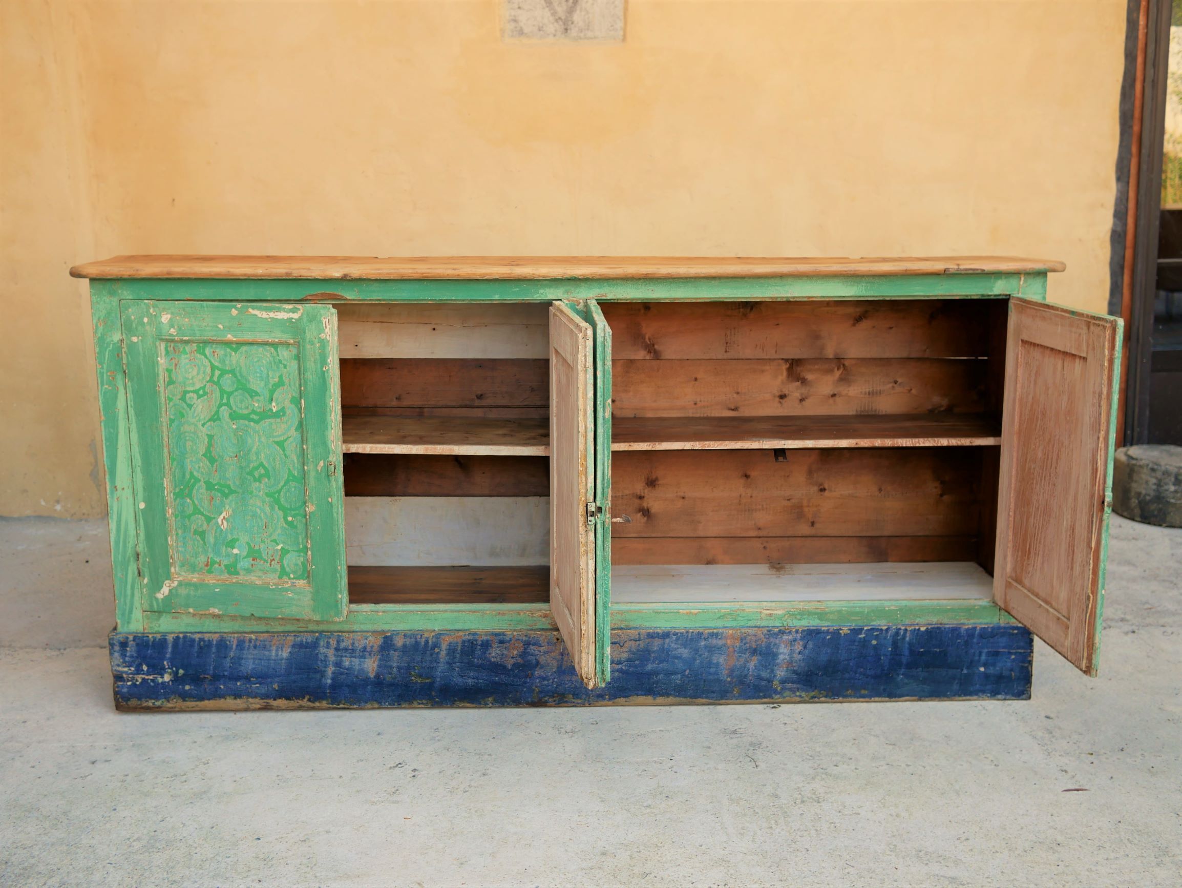 Vintage wooden farm stocking buffet