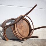 Curved wooden armchair Mundus vienna Austria, curved wooden chair, living room, bookcase, 20's