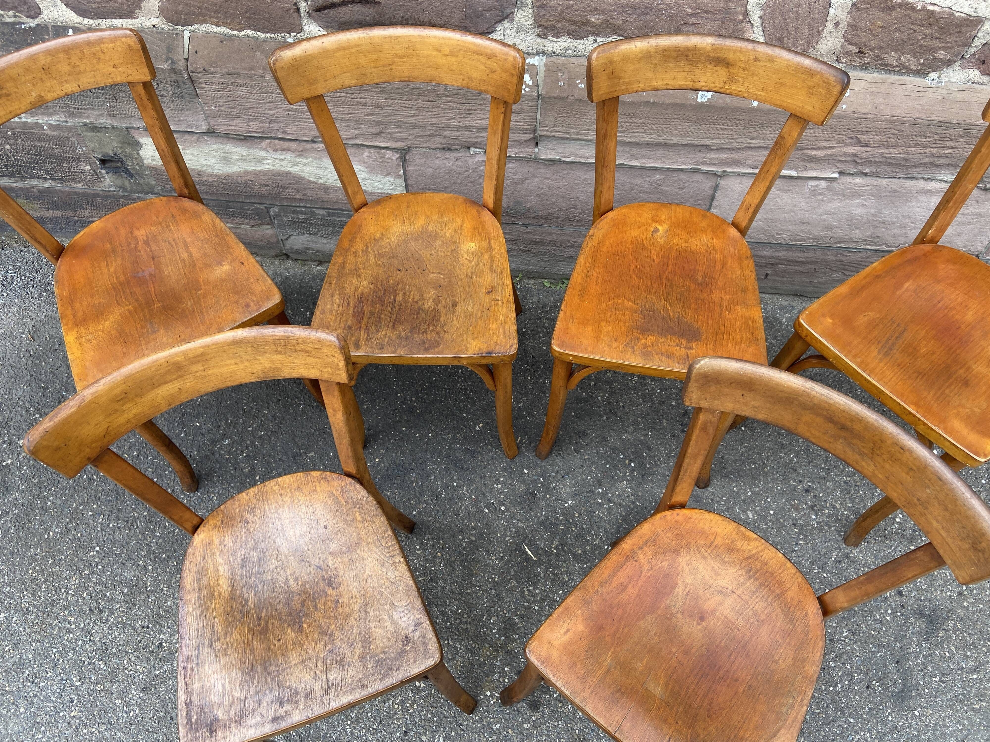 Set of 6 chairs bistrot café baumann bentwood from the 1950s