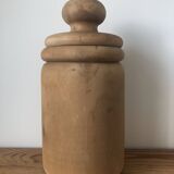 large pot with turned wooden lid