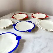 Cendrier en céramique vintage Rosenthal Elfenbein Kronach, série Miramar avec rouge