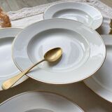 5 deep plates in white and gold Limoges porcelain