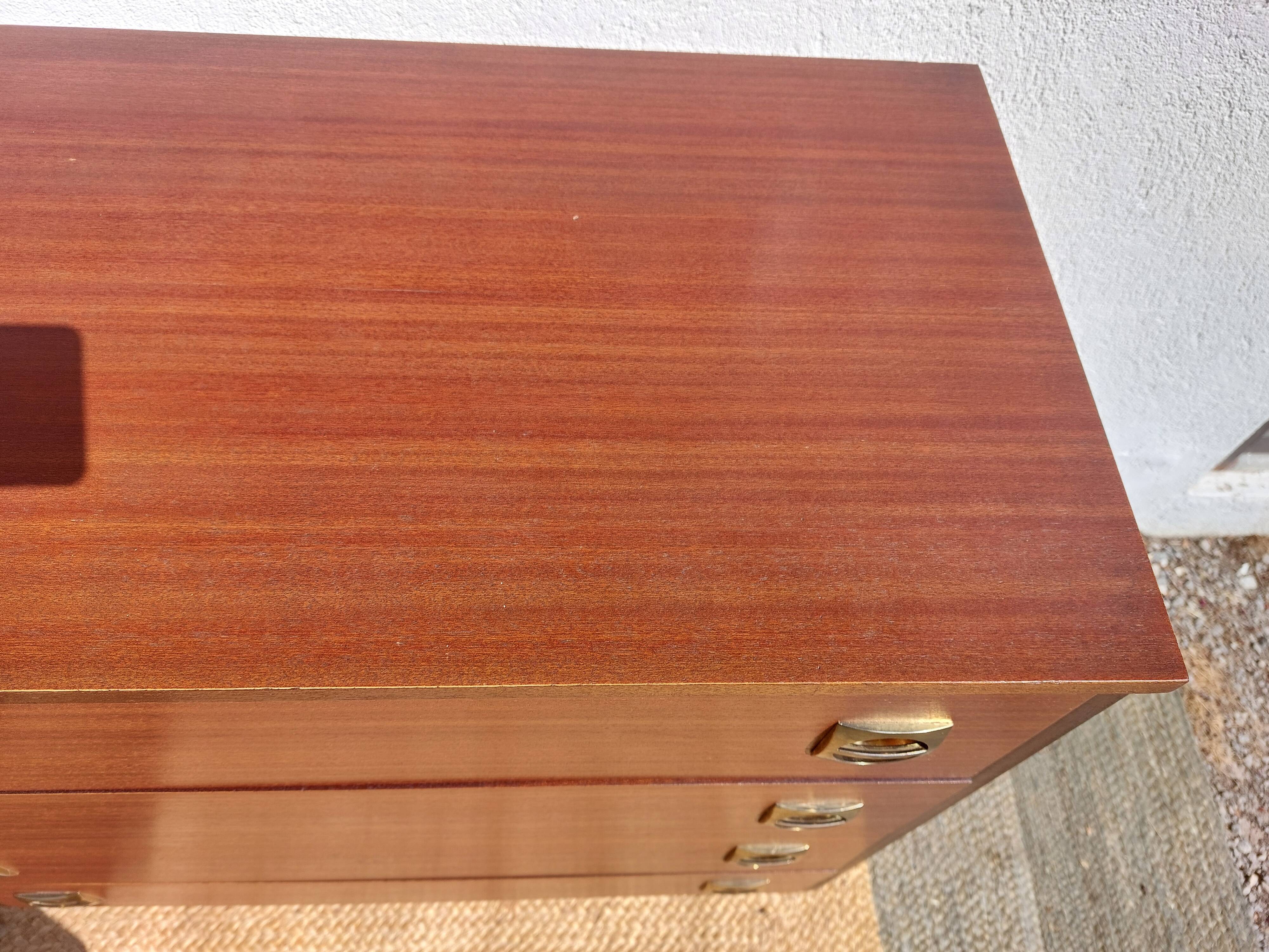 1960s chest of drawers, spindle legs, recessed handles