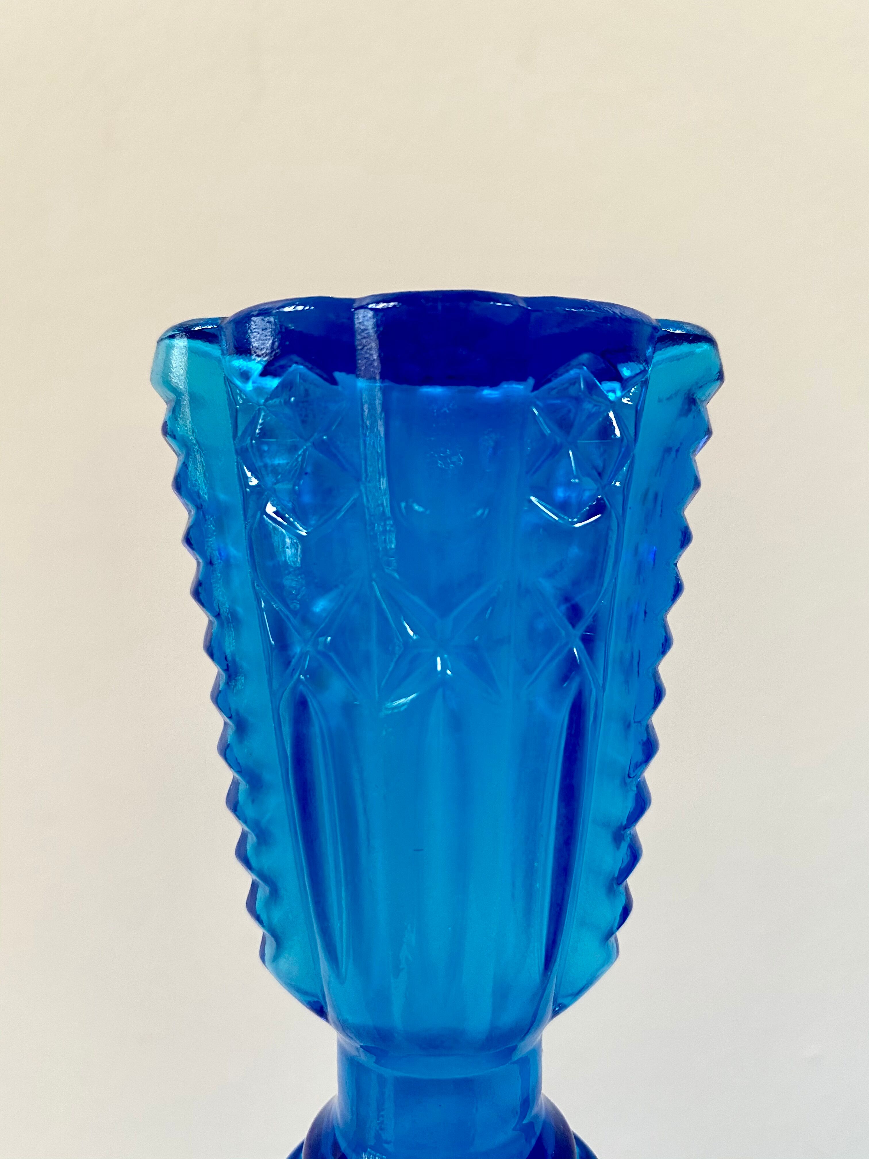 Carafe Empoli en verre bleu outremer