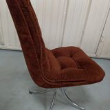 Set of 6 chrome velvet bucket chairs from the 70s