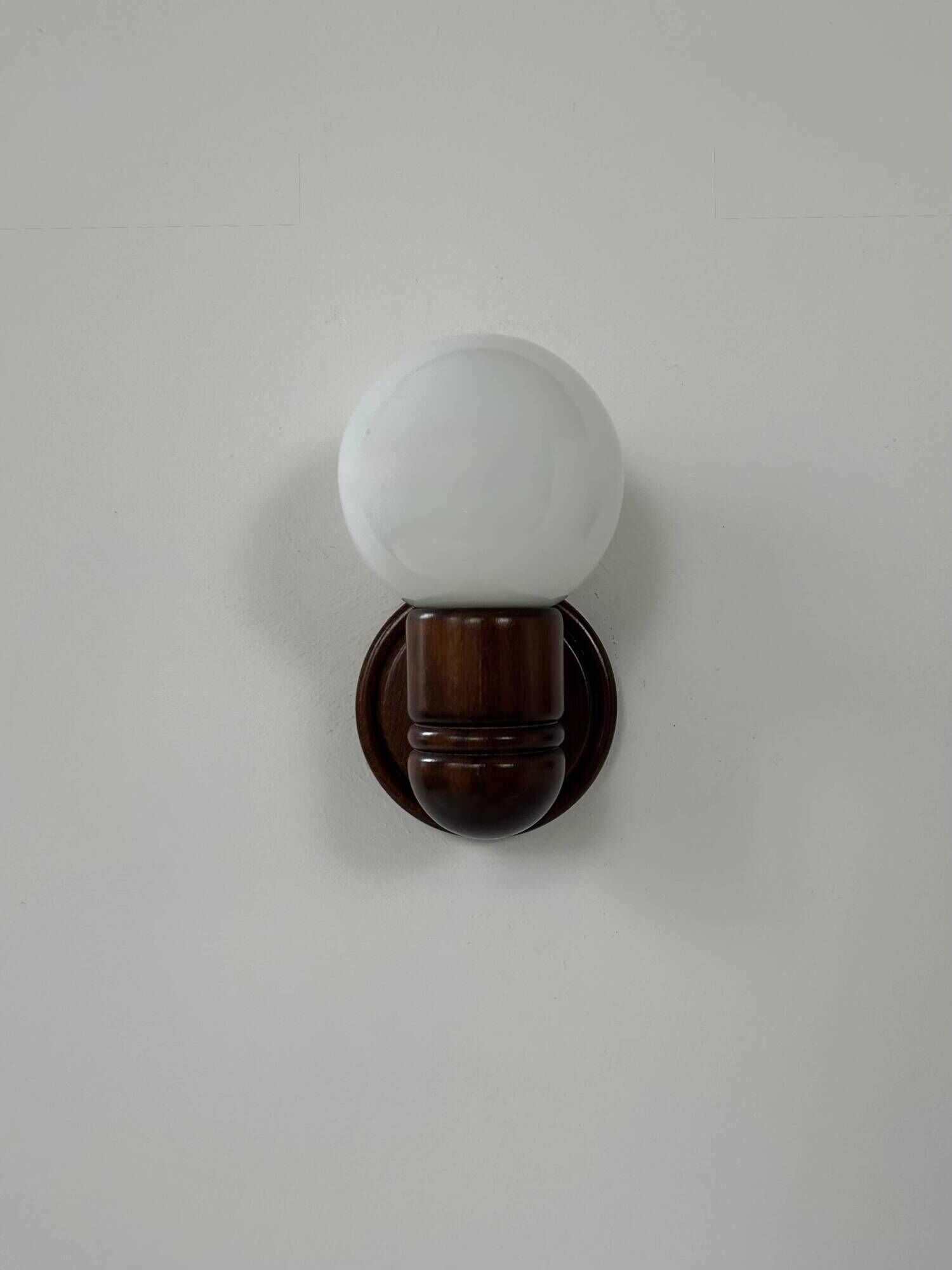Vintage wall lights, pine and opaline, France, 1980.
