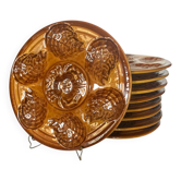 Lot de 9 assiettes à huîtres barbotine Sarreguemines