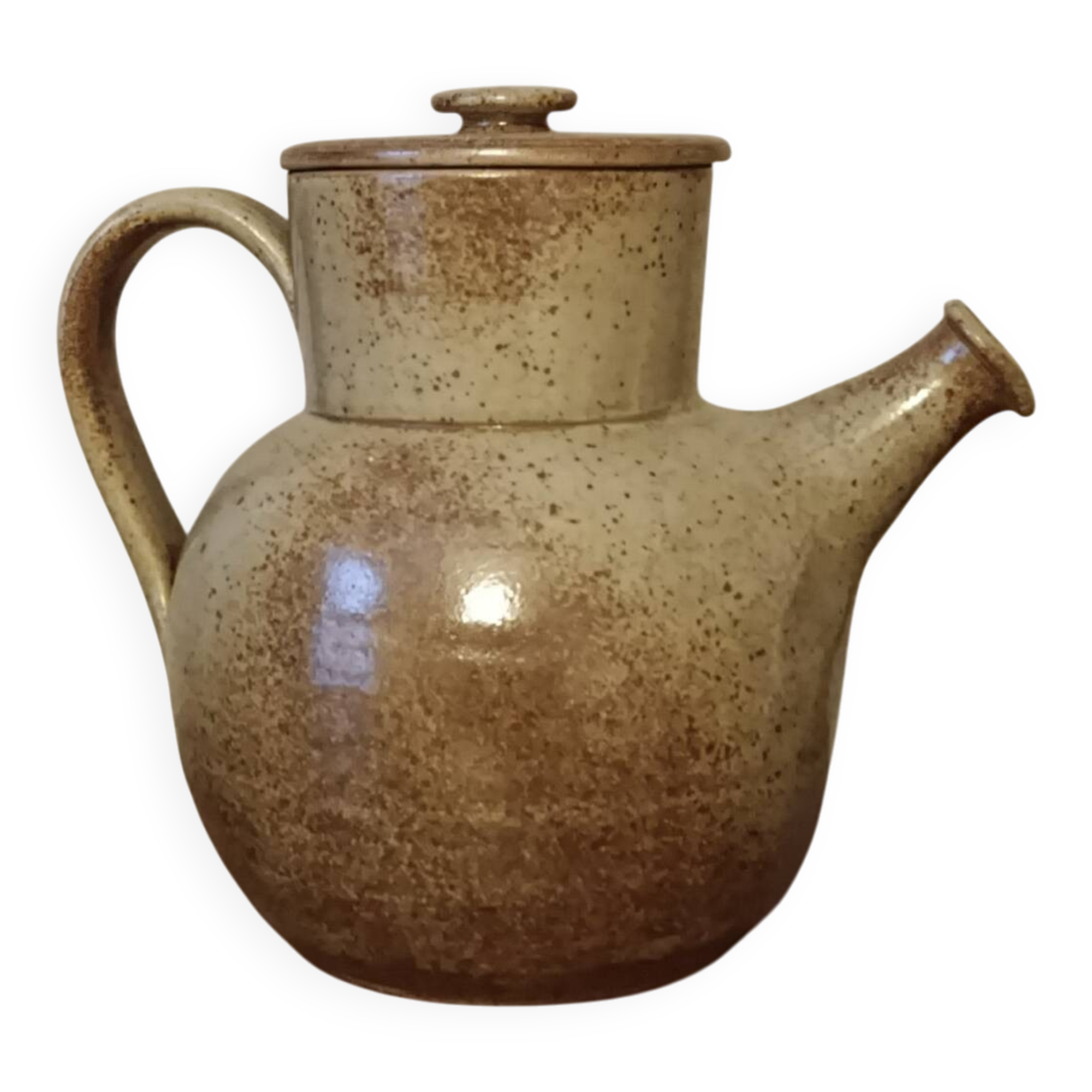 Vintage stoneware teapot signed by Nathalie and Christophe Hurtault.