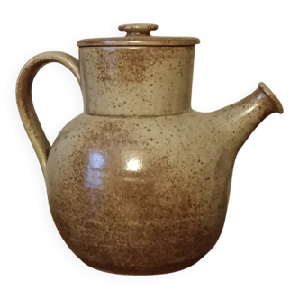 Vintage stoneware teapot signed by Nathalie and Christophe Hurtault.