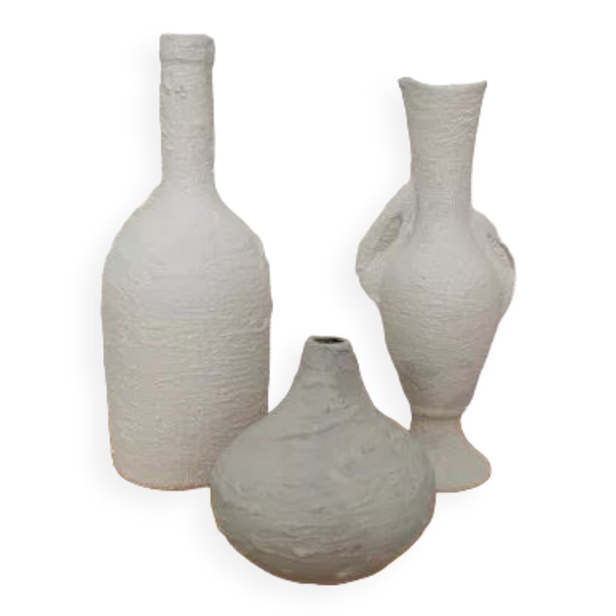 Set of 3 white vintage vases